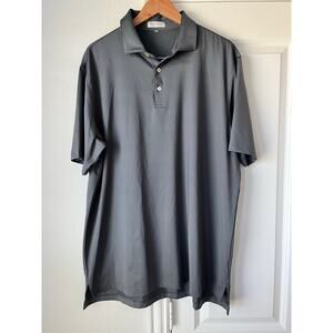 Peter Millar Mens Charcoal Gray Summer Comfort Golf Polo Preppy Sportswear- READ